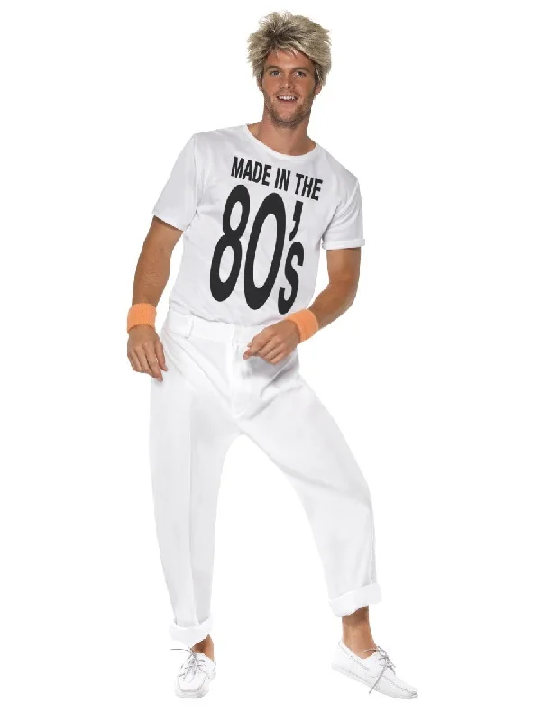 Made In 80s Costume Adult White Top Trousers Trousers Exclusive Limited