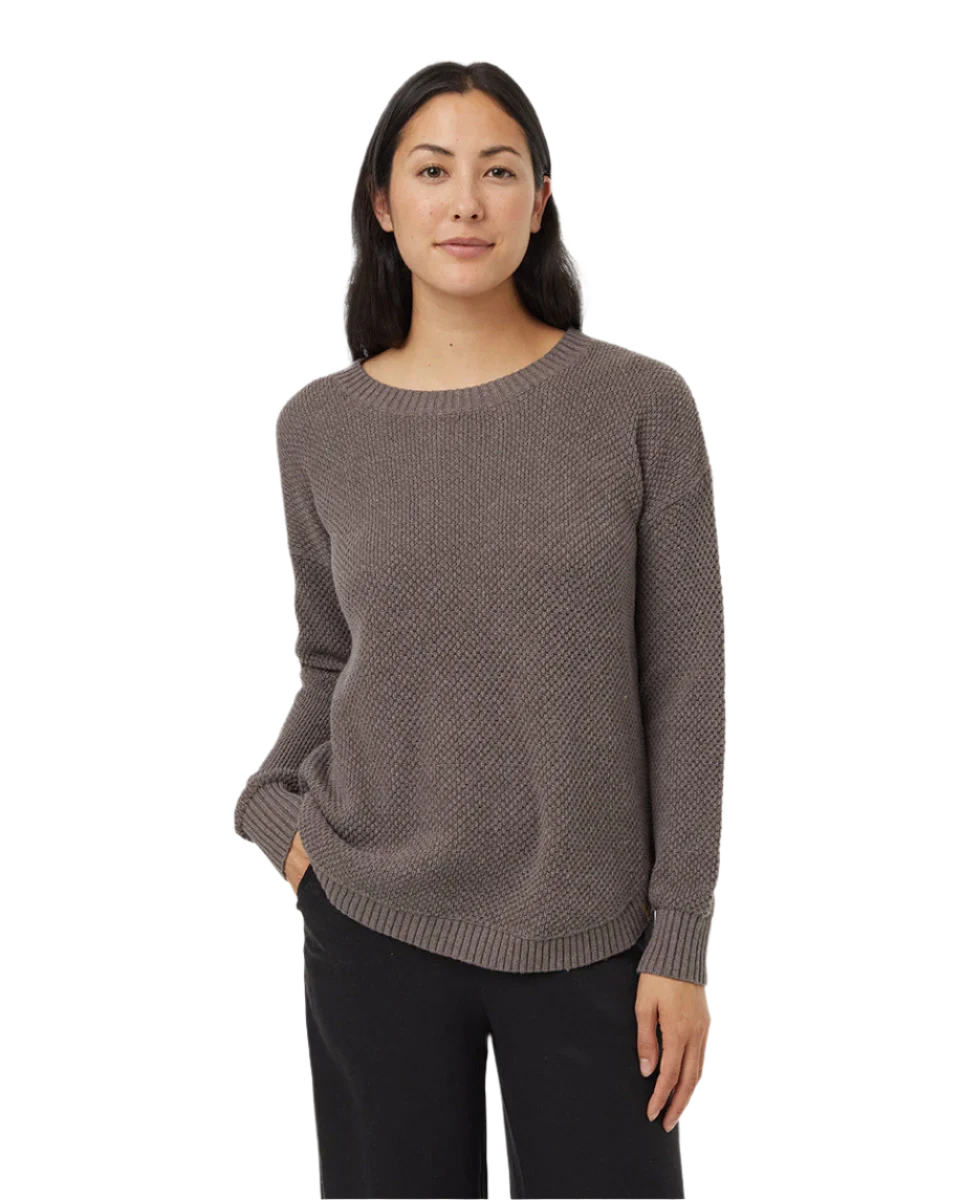 TENTREE Women's Highline Drop Shoulder Sweater Dark Elkwood Heather Faux Fur Fabric Real Fur Fabric Shearling Fabric