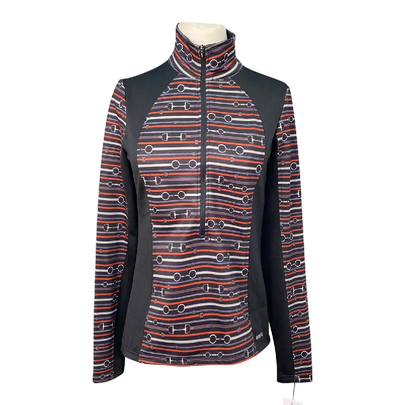 Kerrits Softshell Half Zip Pullover in Black/Blue/Red - Women's XS Besom Neck Pullover
