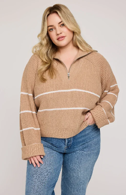 DECLAN HALF ZIP PULLOVER - TAN Boyleg Sleeve Pullover