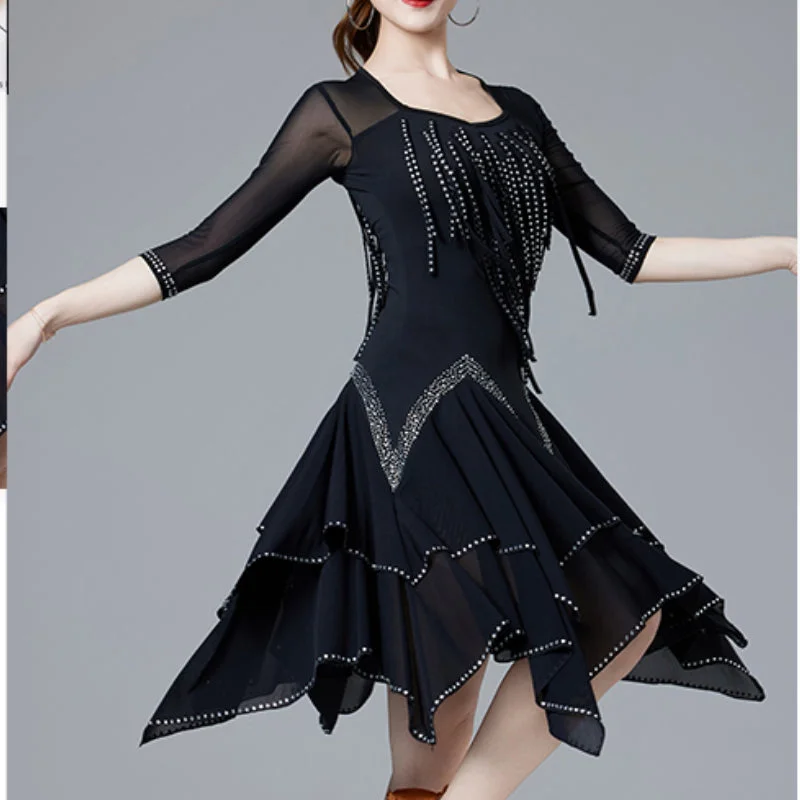 Tassel Irregular Latin Dance Dress