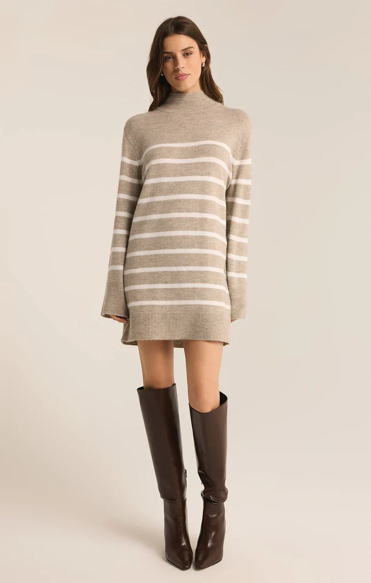 Fin Stripe Turtleneck Sweater Dress Slim Fit Regular Fit Oversized