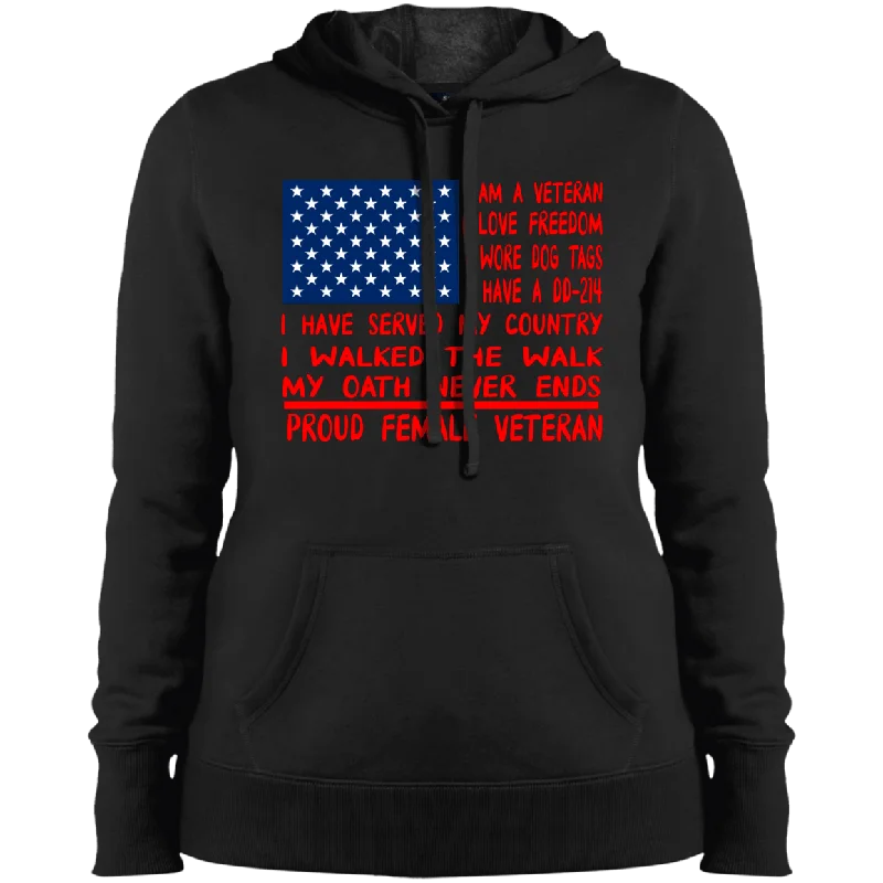 Proud Female Veteran  Ladies' Pullover Hooded Sweatshirt Crew Neck Wool