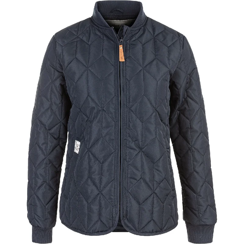 Piper W Quilted Jacket - Navy Blazer Collared Jacket Crew Neck Jacket Turtle Neck Jacket