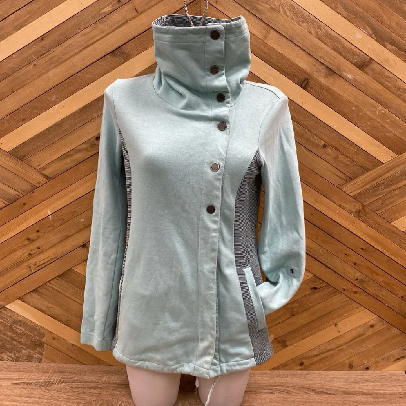 Orb - Women's Snap Turtleneck Jacket : Light Green/Light Blue/Black-women-SM Appliqued Jacket Beaded Jacket Sequined Jacket