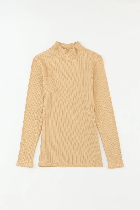 Taupe Slim Fit Turtleneck Sweater Elasticated Padded Insulated