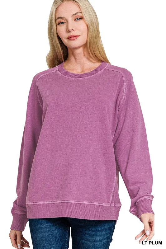 Take My Advice Light Plum Pigment Dye Washed Pullover Cable Knit Chunky