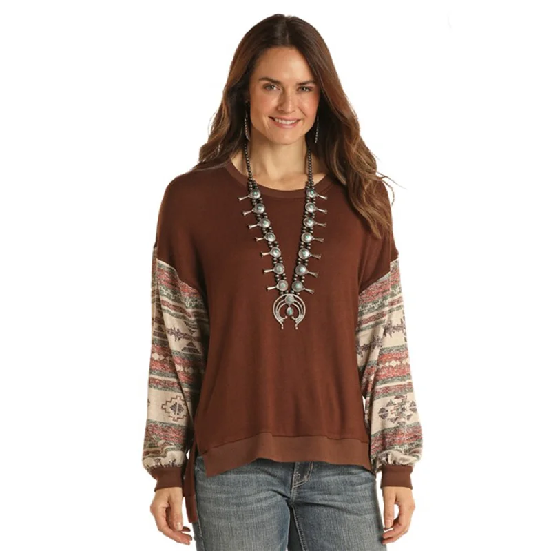 Panhandle Women's Chocolate Aztec Sweater Knit Fabric Woven Fabric Fleece Fabric