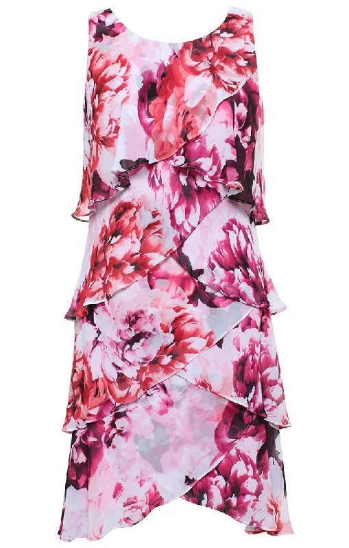 Floral Chiffon Artichoke Tiered Dress