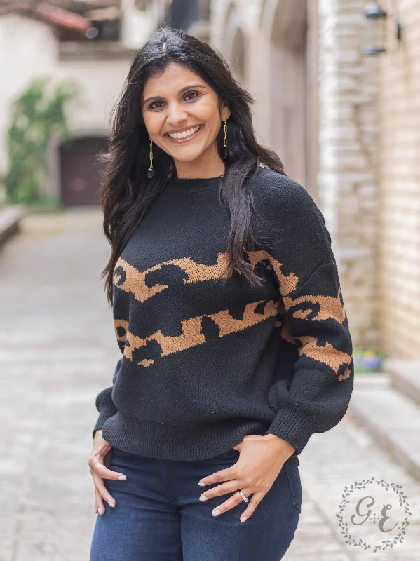 Southern Grace Fall-ing in Warmth Long Sleeve Pullover Sweater with Balloon Long Sleeve Soft Wool Sweater
