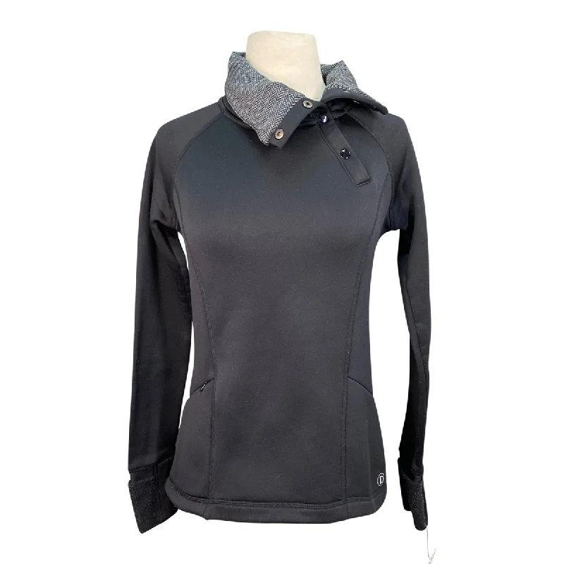 Dover Saddlery Cowl Neck Pullover in Black/Herringbone Inside Collar - Women's XS Ruffle Neck Pullover
