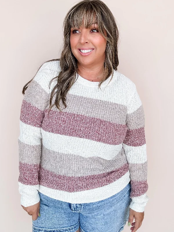 Berry & Cocoa Sweater- FINAL SWEATER Mesh Blend Leather Blend Suede Blend