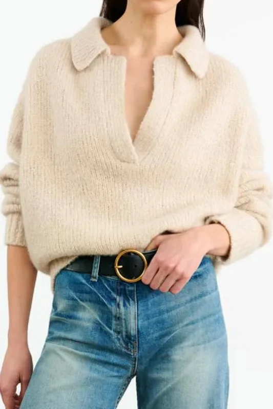 Nili Lotan - Callen Sweater in Beige Melange Welt Pockets Slit Pockets Flap Pockets