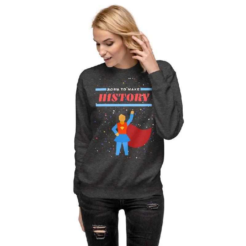 Born to Make History - Women's Fleece Pullover Short Puff Sleeve