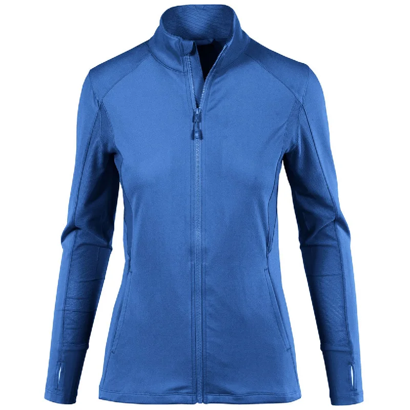 Levelwear Women's Royal Blue Alyssa Full Zip Pullover Ruffle Sleeve Feminine