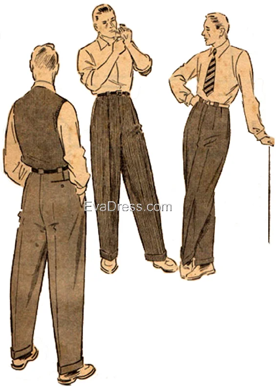 E-PATTERN 1950 Trousers E1950 Trousers Vintage Classic