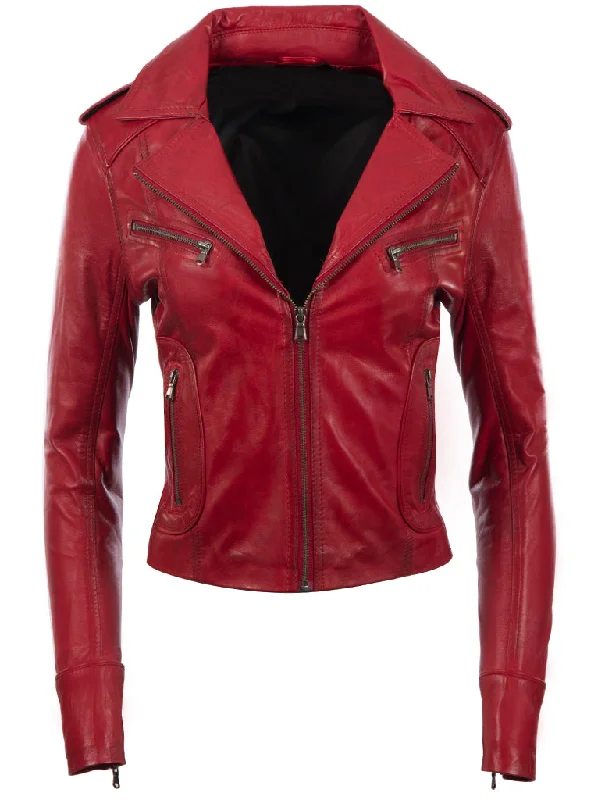 N8UL Women's Biker Jacket - Red