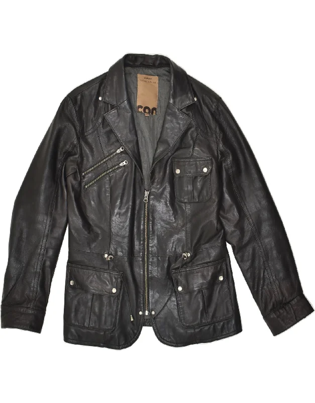 CONBIPEL Womens Leather Jacket IT 42 Medium Black Leather