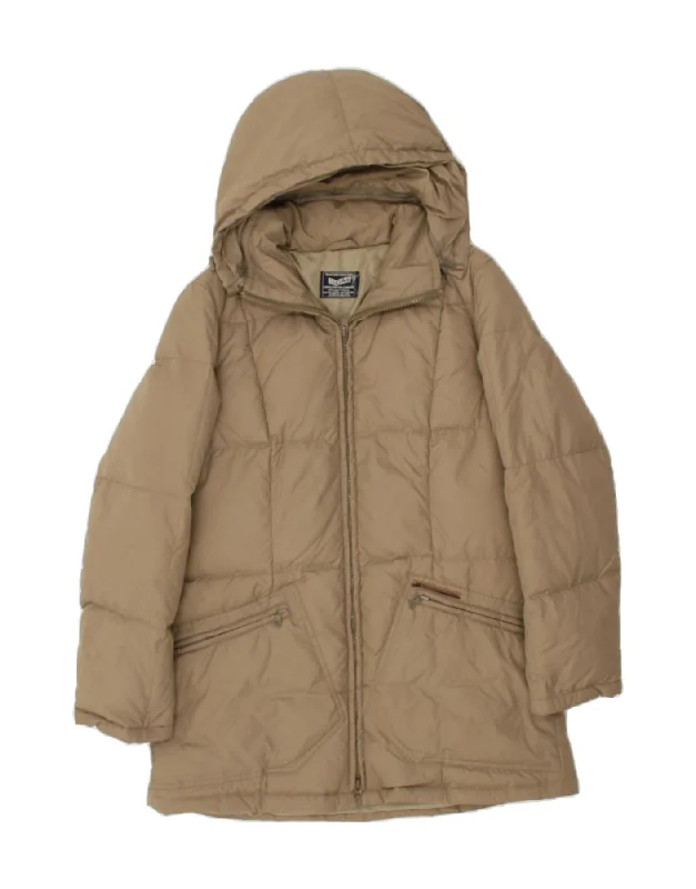 GAS Womens Hooded Padded Coat UK 14 Medium Brown Polyamide