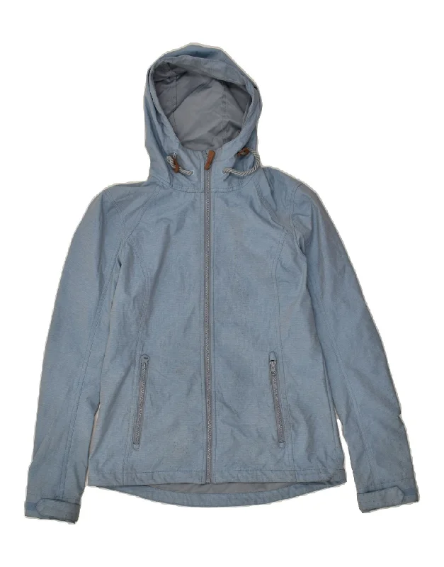 MOUNTAIN WAREHOUSE Womens Hooded Rain Jacket UK 10 Small Blue Polyester