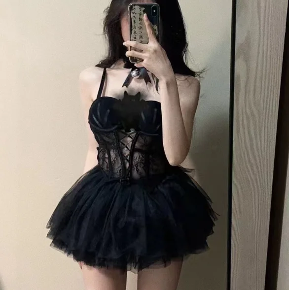 Lace suspenders + mesh tutu skirt yv31557