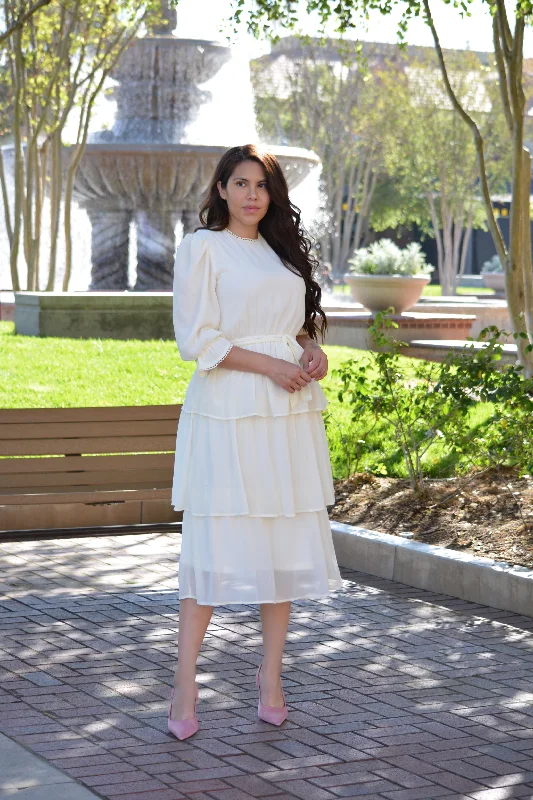 Madrid Ivory Ruffled Dress