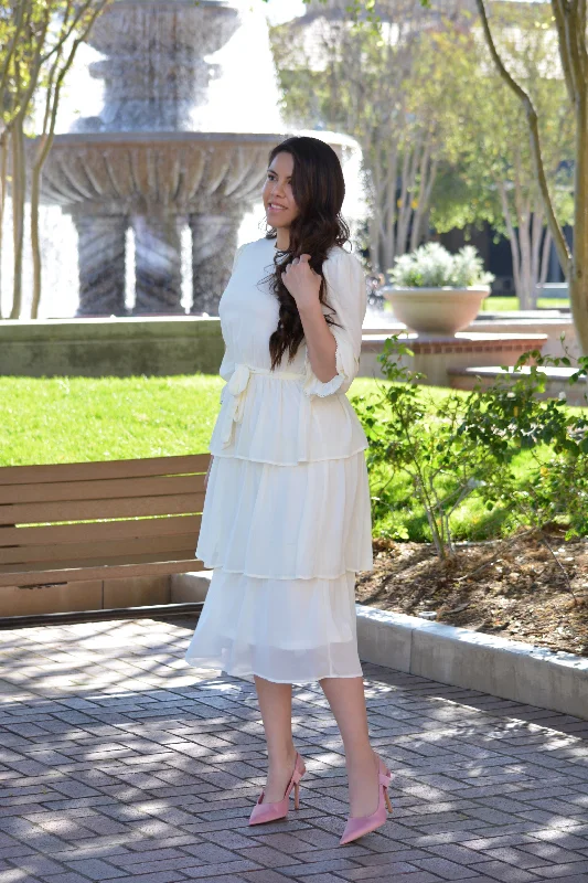 Madrid Ivory Ruffled Dress