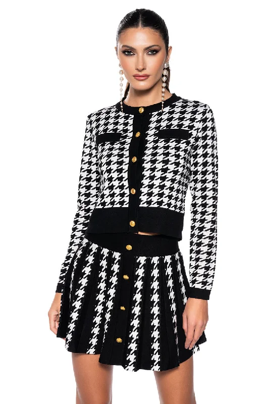 DUTCHESS HOUNDSTOOTH CARDIGAN