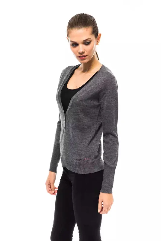 Elegant V-Neck Sweater with Chic Logo Detail