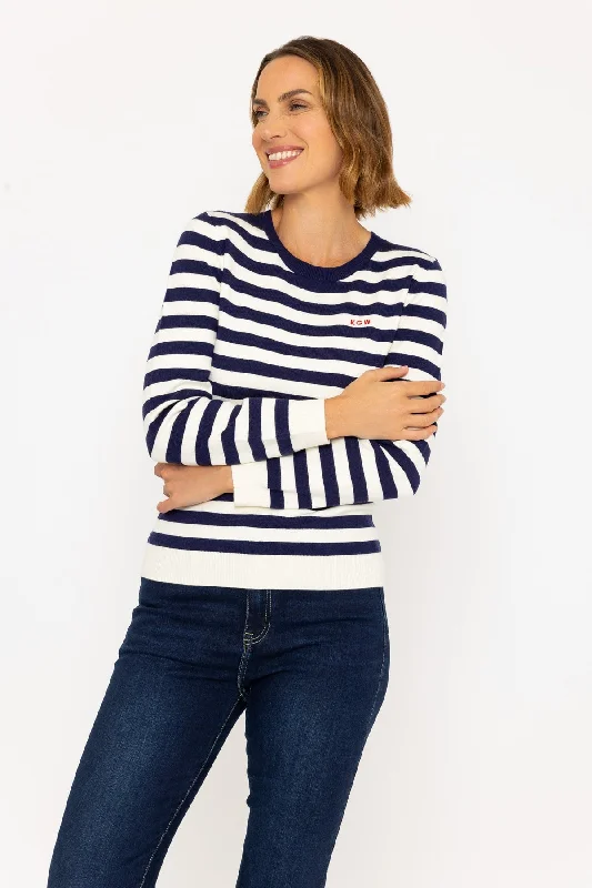 Navy Stripe Crew Neck Jumper