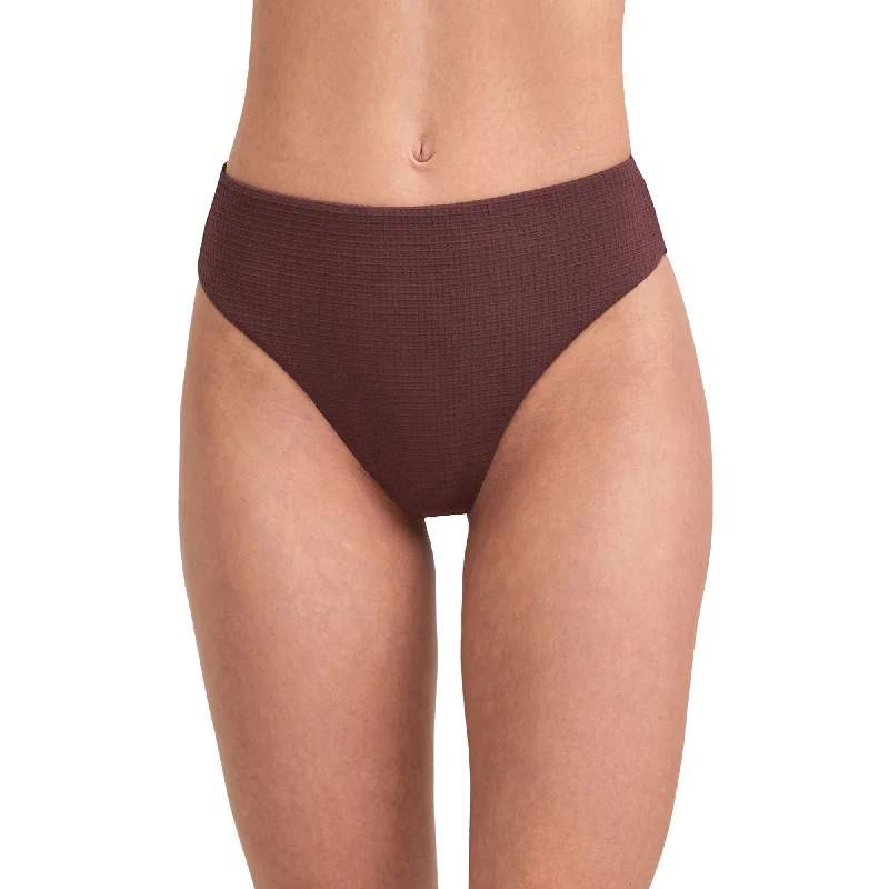 Solid Textured High Leg And High Waist Swim Bottom