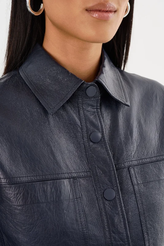 CAROLINA | Leather Ruffle Sleeve Jacket