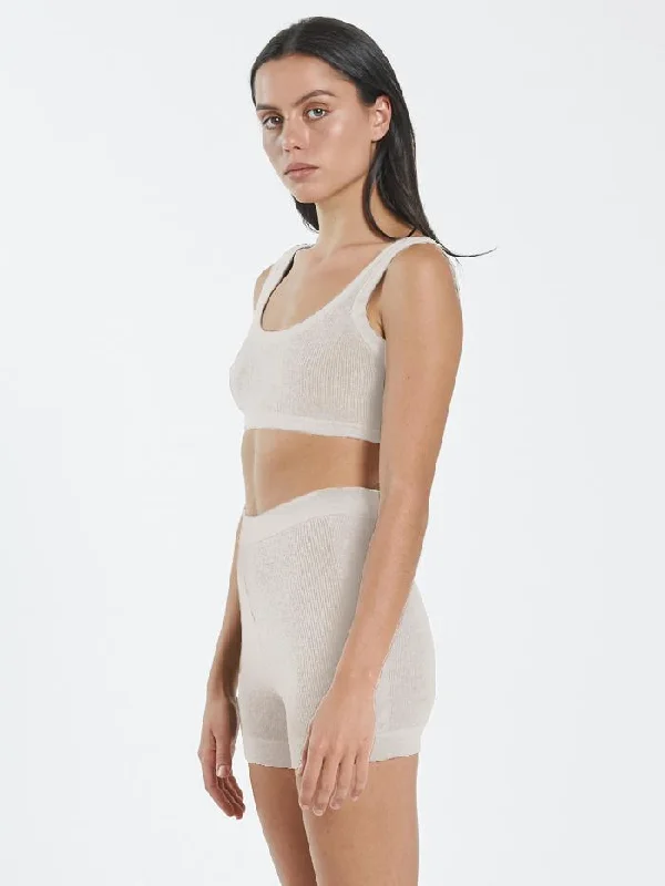 Claire Knitted Crop Top - Unbleached