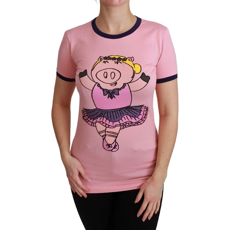 Dolce & Gabbana Pink Crewneck Year of the Pig T-Shirt