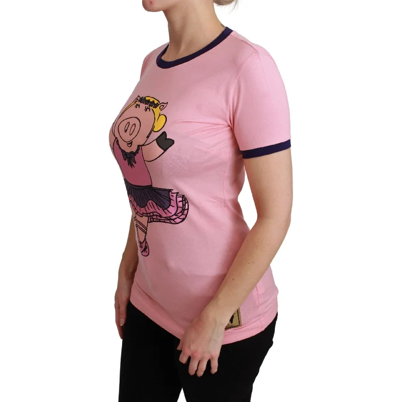 Dolce & Gabbana Pink Crewneck Year of the Pig T-Shirt