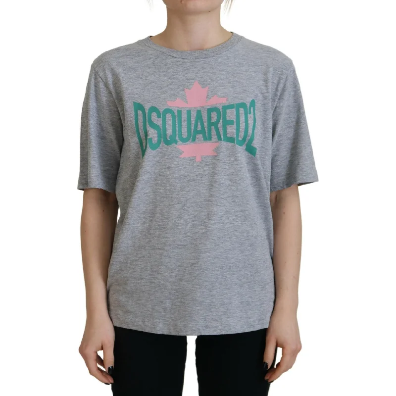 Dsquared² Gray Logo Cotton Crewneck Short Sleeve Tee T-shirt