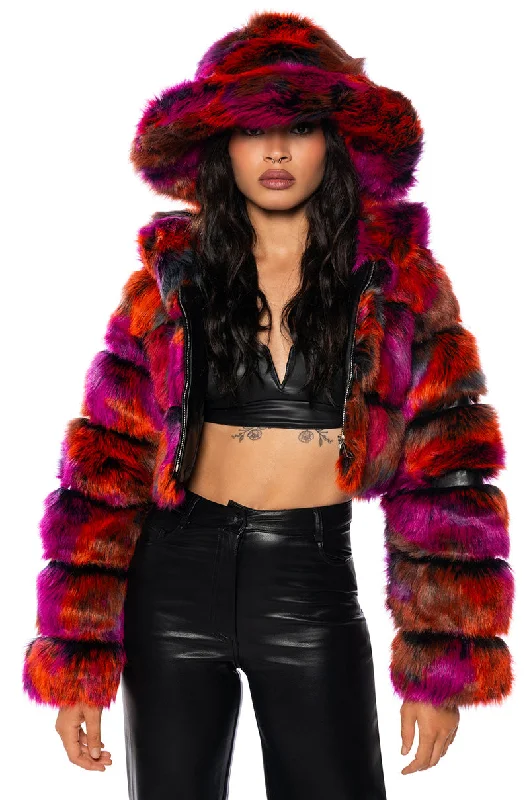 GRACELLE MULTI FAUX FUR CROPPED JACKET