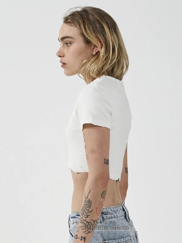 Habitually Bad Baby Crop Tee - Dirty White