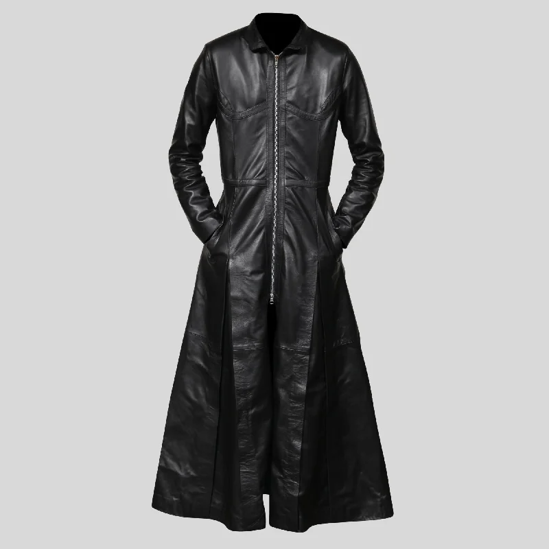 Ladies Trinity Matrix Black New Rock Gothic Leather Coat