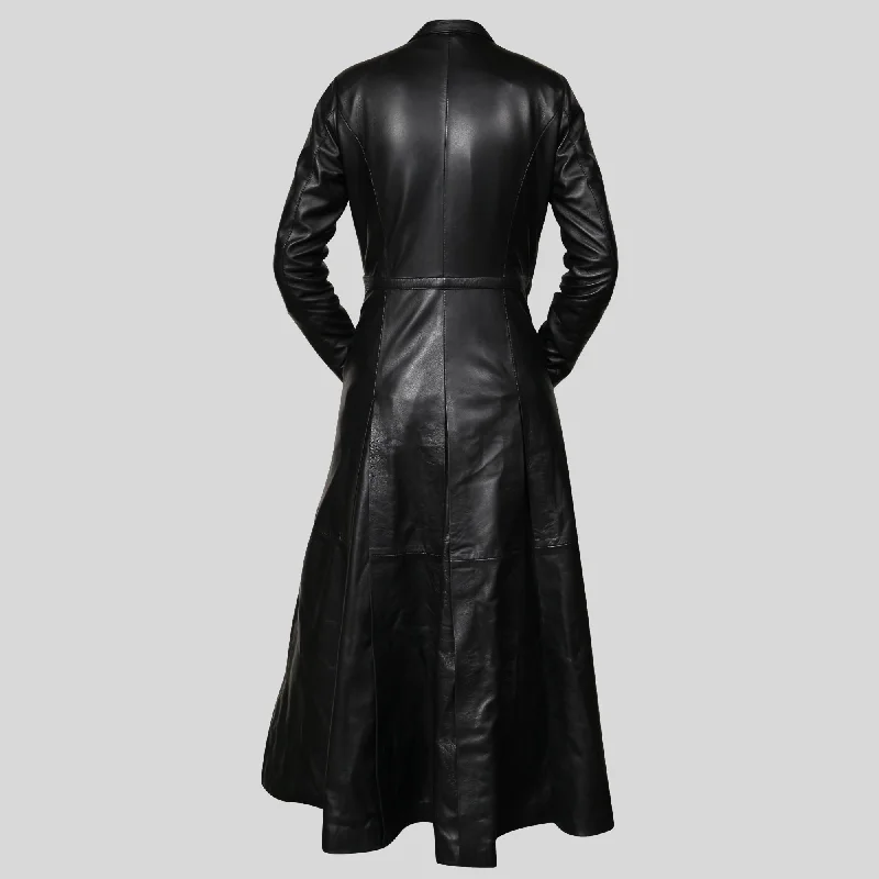 Ladies Trinity Matrix Black New Rock Gothic Leather Coat