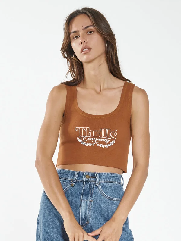 Speed Needs Crop Rib Singlet - Caramel