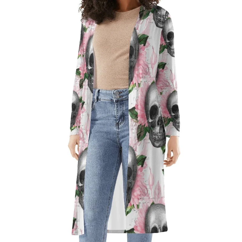 Women's Skull Pink Floral Long Sleeve Jacket