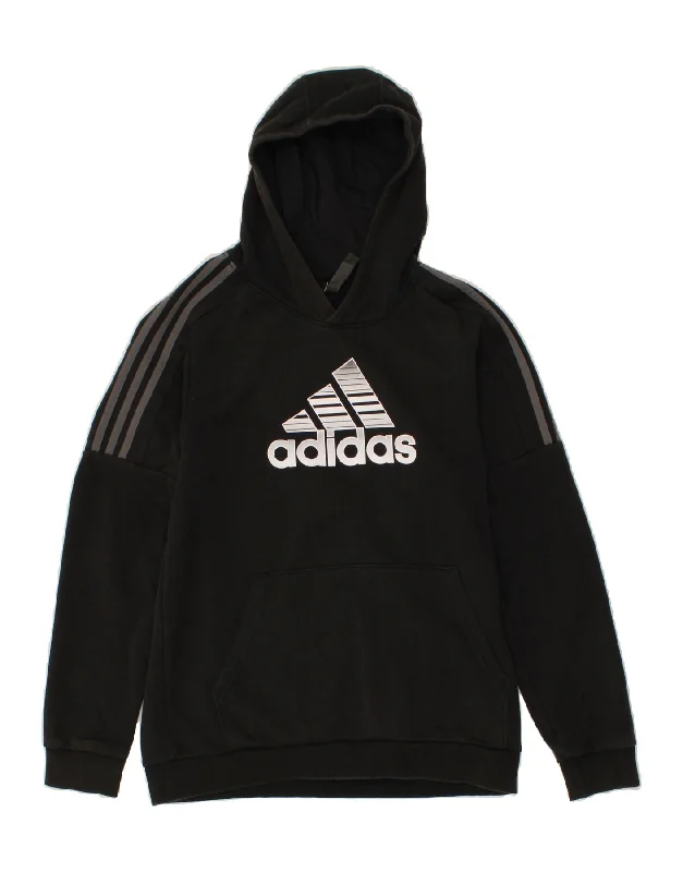 ADIDAS Mens Graphic Hoodie Jumper Medium Black Cotton