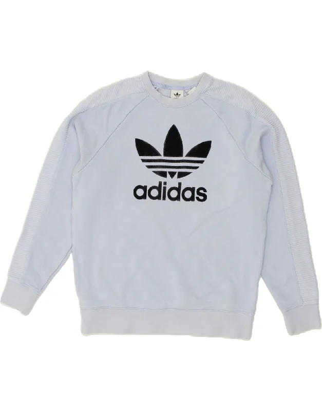 ADIDAS Womens Graphic Sweatshirt Jumper UK 12 Medium  Blue Cotton