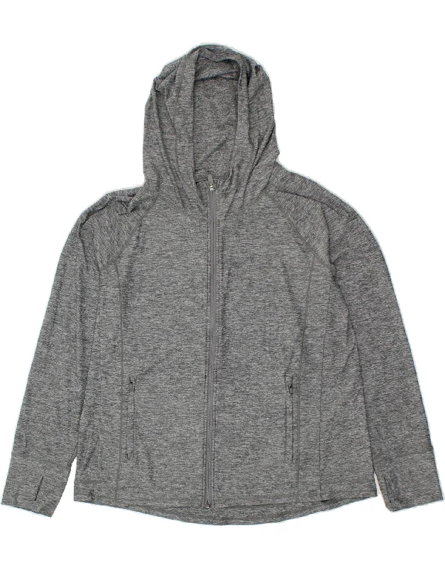 ATHLETA Womens Zip Hoodie Sweater UK 16 Large Grey Polyester