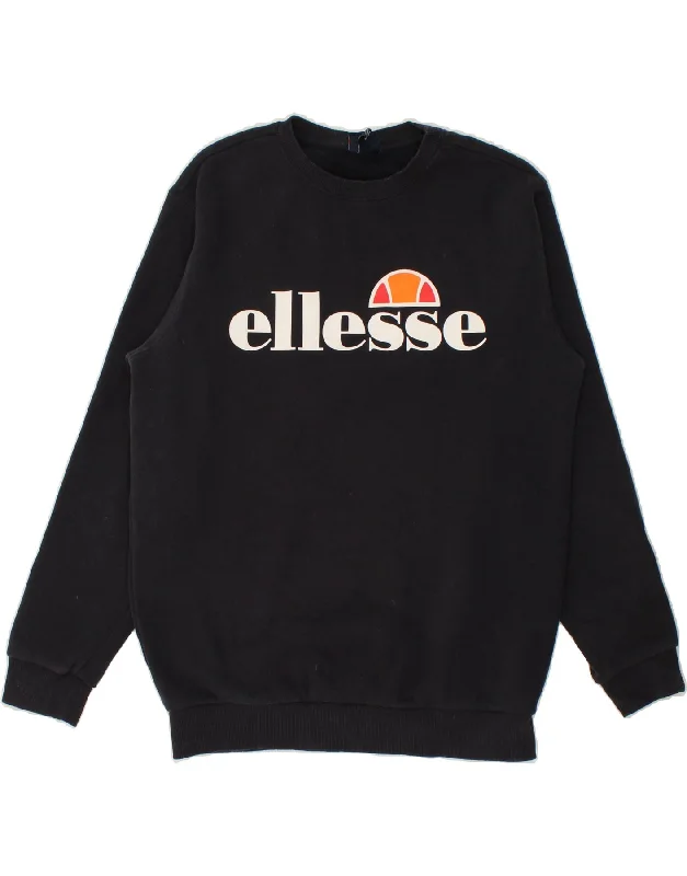 ELLESSE Mens Graphic Sweatshirt Jumper XL Navy Blue Cotton