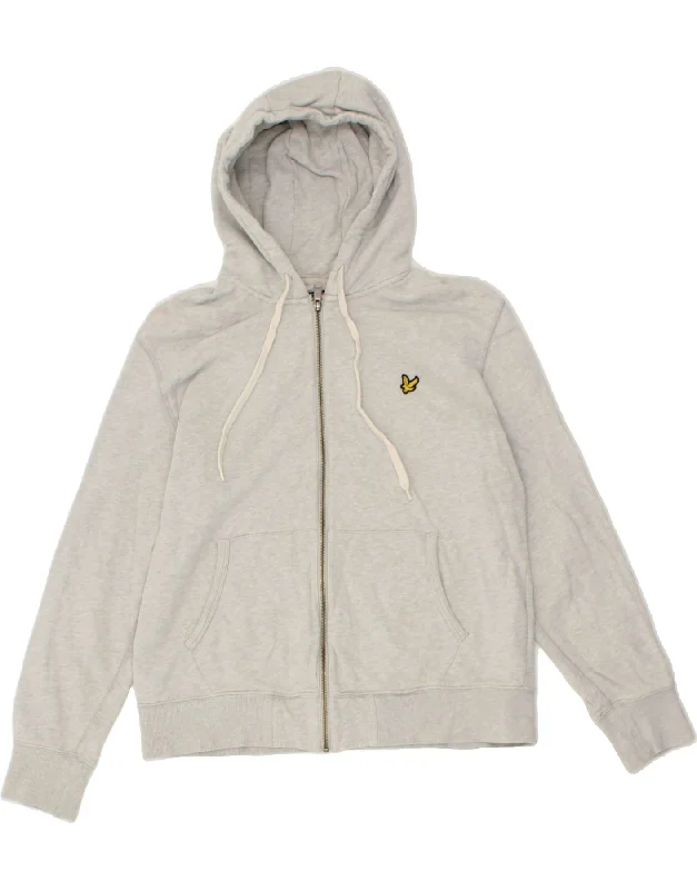 LYLE & SCOTT Womens Zip Hoodie Sweater UK 18 XL Grey Flecked Cotton