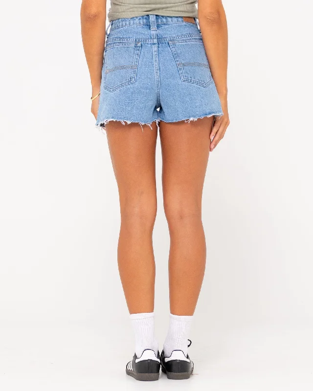 Rusty Penny Kick Flare Denim Shorts