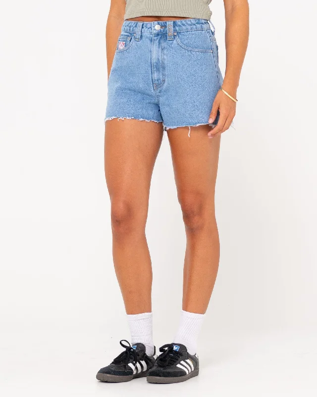 Rusty Penny Kick Flare Denim Shorts