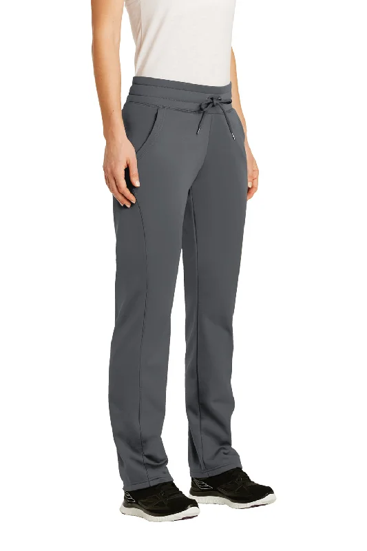 Sport-Tek Womens Sport Wick Moisture Wicking Fleece Sweatpants w/ Pockets - Dark Smoke Grey - Closeout